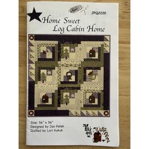 Home Sweet Log Cabin Home Quilt Pattern 56"x56" Designed By Jan Patek